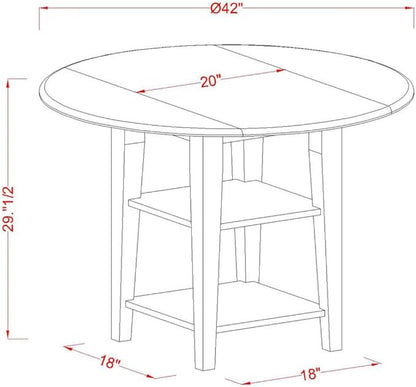 East West Furniture SUAN5-BCH-C 5 Piece Kitchen Table & Chairs Set Includes a Round Dining Table with Dropleaf & Shelves and 4 Linen Fabric Dining Room Chairs, 42x42 Inch, Black & Cherry - LeafyLoom