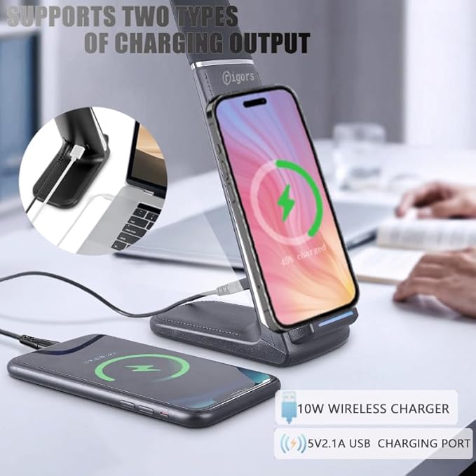 LED Desk Lamp with Wireless Charger, USB Charging Port, Stepless dimmable brightness, 3 Color Modes, Desk Lamps for Home Office, Table Lamp Eye Caring Reading Light, Gesture Control desk light - LeafyLoom