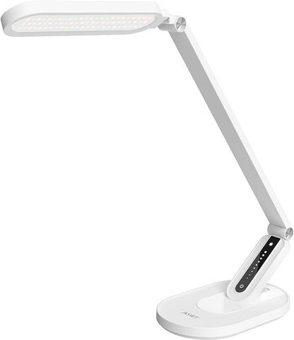 LED Desk Lamp for Reading, Eye-Caring Natural Light Protects Eyes Dimmable Office Table Lamps with 5 Color Modes USB Charging Port Touch Control and Memory Function,10W - LeafyLoom