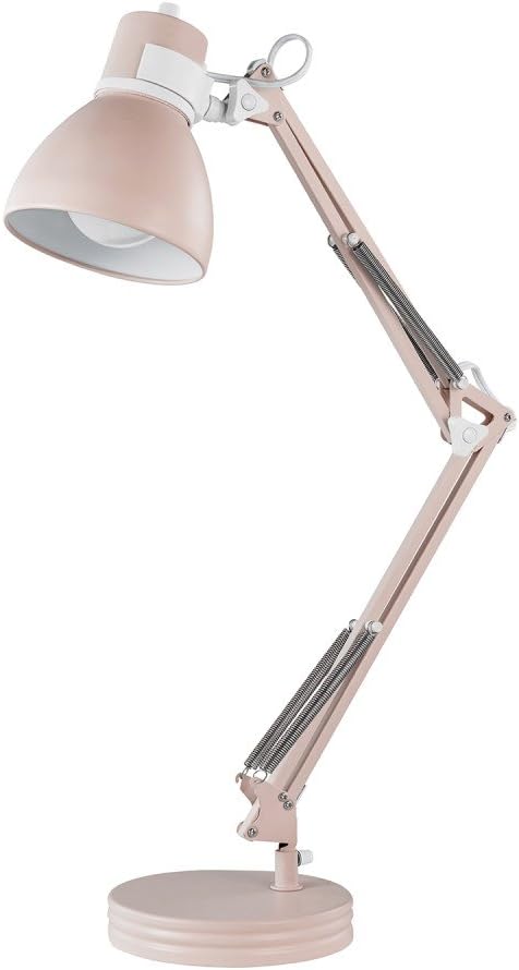 Globe Electric 52028 28" Swing Arm Desk Lamp, Matte Rose, Matte White Accents, On/Off Rotary Switch, Partially Adjustable Swing Arm, Home Office Accessories, Lamp for Bedroom, Home Improvement - LeafyLoom