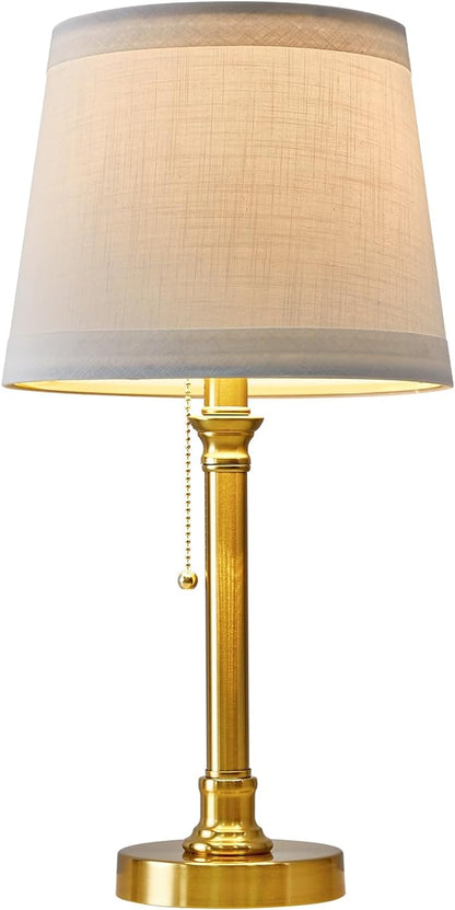 Oneach 19.5'' Gold Table Lamp for Living Room Nightstand Modern Lamps Brass Table Lamp for Bedroom Metal Bedside Lamp with White Drum Shade - LeafyLoom