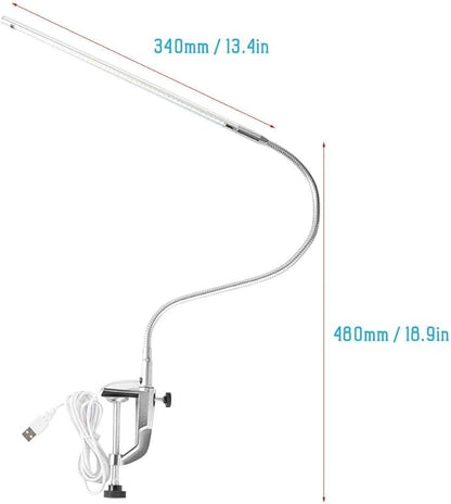 Clip on Lamp, USB Led for Nails, Led Desk Lamp for Nails Tech Manicure Desk Bedside , Professional Gooseneck 360° Swivel with Switch Led Clamp for Reading Tattoo - LeafyLoom