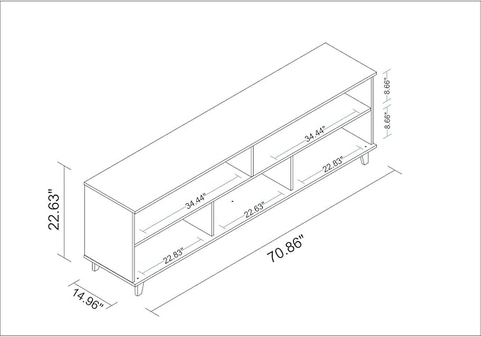 Manhattan Comfort Warren Modern 5 Shelves Living Room TV Stand, 70.87", White - LeafyLoom