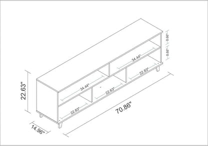 Manhattan Comfort Warren Modern 5 Shelves Living Room TV Stand, 70.87", White - LeafyLoom