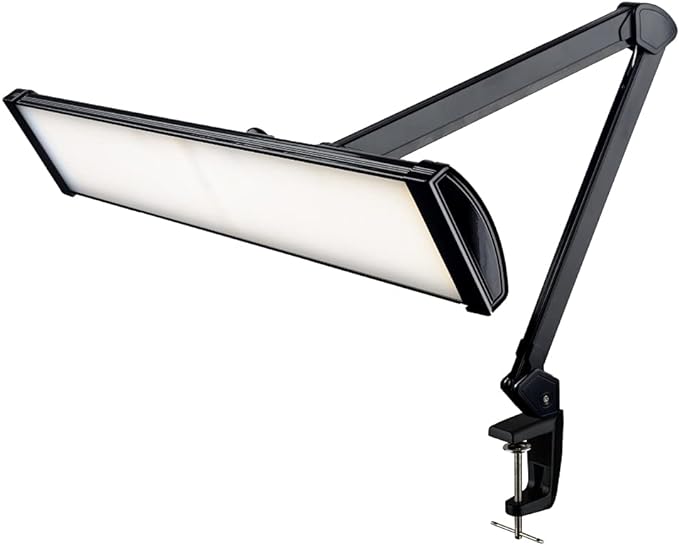 Neatfi Ultra 3,500 Lumen LED Desk Lamp, 45W, 26-Inch Wide Metal Shade, 270 SMD LEDs (Non-CCT with Clamp, Black) - LeafyLoom