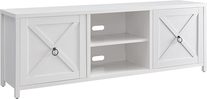 Henn&Hart Rectangular TV Stand for TV's up to 80" in White, TV Stands for the Living Room - LeafyLoom