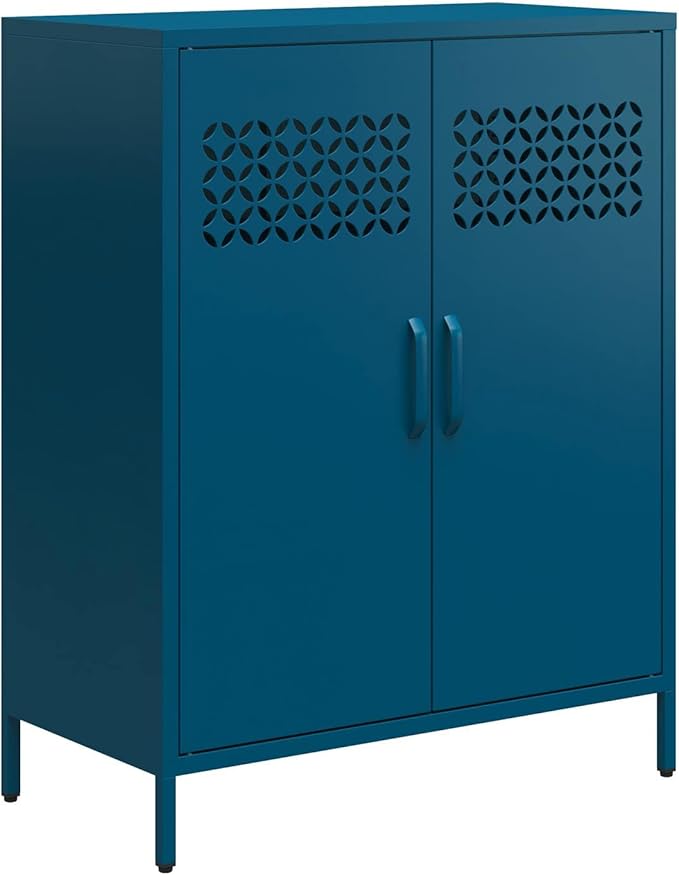 Mr. Kate Annie Short Metal 2 Door Cabinet, Deep Blue Ocean - LeafyLoom