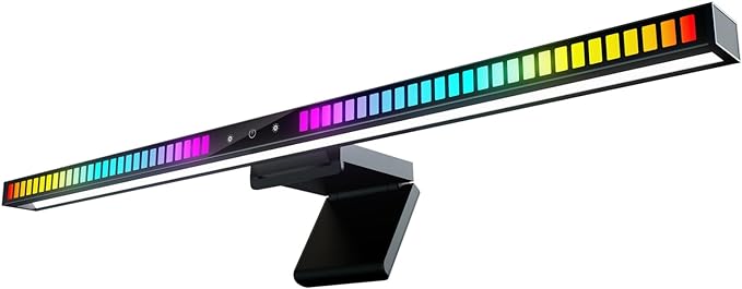 Sound Pickup Monitor Light Bar: Monitor Desk lamp RGB Dynamic Effect,Voice-Activated Music Rhythm Table Lamp,Creative Colorful LED Ambient Computer Light,Reduce Bluelight for Home Office/Gamer… - LeafyLoom