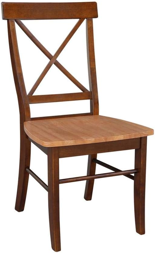 International Concepts Set of Two X-Back Dining Chair, Pecan - LeafyLoom