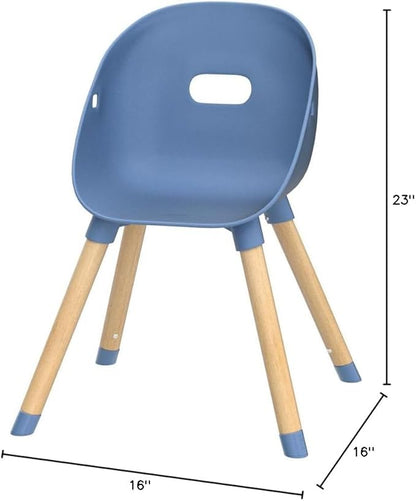 Lalo The Play Chair, Wooden and Non-Toxic Plastic Kids and Toddler Chair - Sturdy Bucket Seat and Easy to Clean Kids Chair with up to 200 lb. Weight Capacity, Set of 2 - Blueberry - LeafyLoom