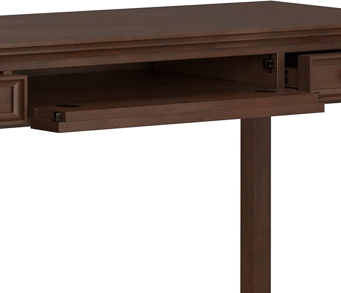 SIMPLIHOME Amherst SOLID WOOD Transitional 54 Inch Wide Desk in Russet Brown, For the Office Desk, Writing Table, Workstation and Study Table - LeafyLoom