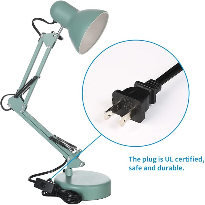 Led Desk Lamp with Clamp - Swing Arm Desk Lamp with 1 LED Cold Light Bulbs 6500K - Adjustable Table Lamp，Used for Office, Work, Study, Dormitory Reading and Eye Protection Desk Lamp (Green-01) - LeafyLoom