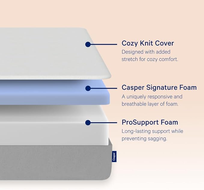 Casper Sleep Element Mattress, King, Grey & Original Pillow for Sleeping, King, White, Two Pack - LeafyLoom