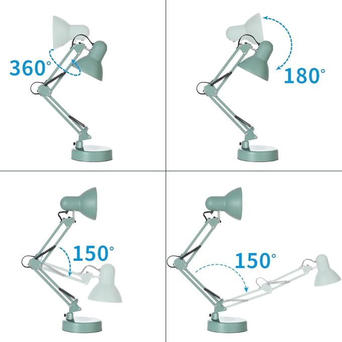 Led Desk Lamp with Clamp - Swing Arm Desk Lamp with 1 LED Cold Light Bulbs 6500K - Adjustable Table Lamp，Used for Office, Work, Study, Dormitory Reading and Eye Protection Desk Lamp (Green-01) - LeafyLoom