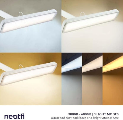 Neatfi (New Model) XL 2,500 Lumens LED Task Lamp with Clamp, 3 Light Modes, 3000-6000K Correlated Color Temperature, 30W Super Bright Desk Lamp, Dimmable, 162 Pcs SMD LED (CCT, White) - LeafyLoom