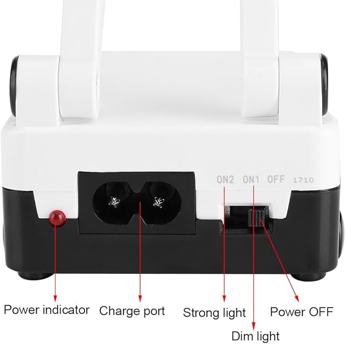 Yosoo Rechargeable Desk Lamp with USB Charger Portable Dimmable LED 16 LEDs Folding Light for Travel Reading Studing Home Office School - LeafyLoom