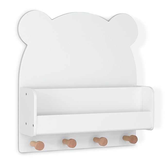 Delta Children babyGap Charlie 6-in-1 Convertible Crib + Brannan Bear Bookcase with Bins + Brannan Bear Wall Shelf with 4 Hooks, Bianca White (Bundle) - LeafyLoom