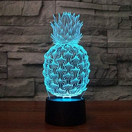 I Love Pineapple 3D Bedside Lamp for Decors - 7 Colors Fruit Pineapple Table lamp Acrylic Crystal Panel 3D Pineapple Decorative Arts Lamp for Bars Stores - LeafyLoom