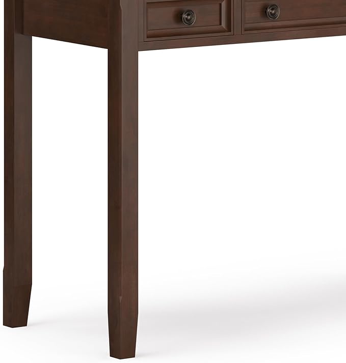 SIMPLIHOME Amherst SOLID WOOD Transitional 54 Inch Wide Desk in Russet Brown, For the Office Desk, Writing Table, Workstation and Study Table - LeafyLoom