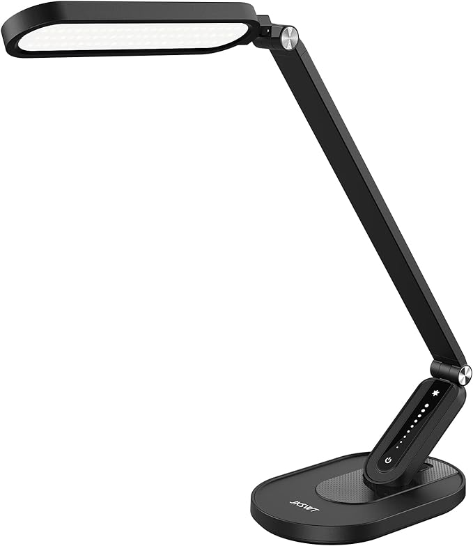 LED Desk Lamp, Eye-Caring Table Lamps Natural Light Protects Eyes Dimmable Office Lamp with 5 Color Modes USB Charging Port Touch Control and Memory Function, 10W Reading Lamp,Black - LeafyLoom