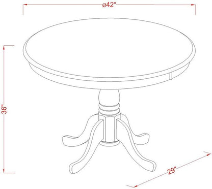 East West Furniture Trenton 3 Piece Counter Height Set for Small Spaces Contains a Round Dining Room Table and 2 Wooden Seat Chairs, 42x42 Inch, Black & Cherry - LeafyLoom