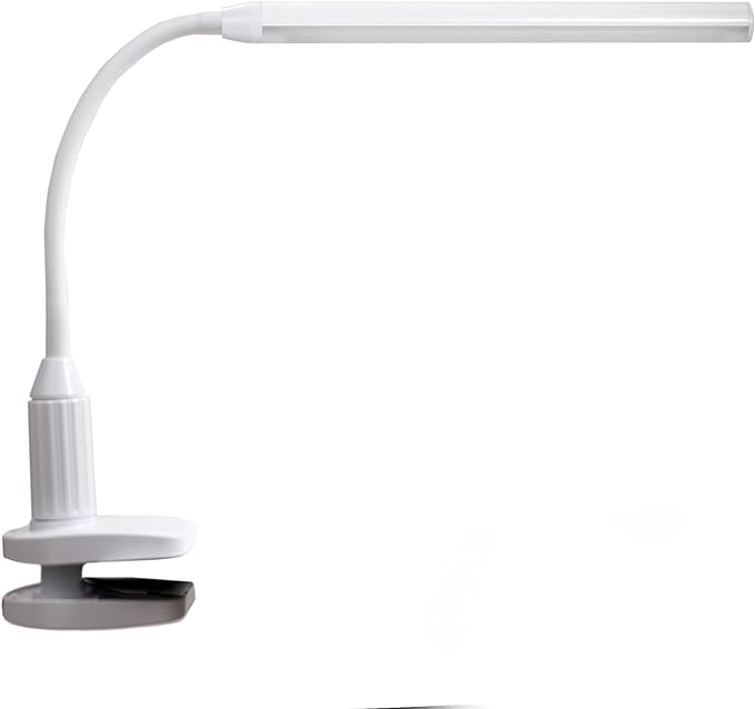 Daylight Company Unolamp Clamp Light, Touch Dimmable Desk Lamp, 4 Brightness Level, Ideal for Hobbies, Art, Beauty Salons, Reading and More, White - LeafyLoom