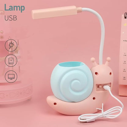 ZYTC LED Desk Lamp Cartoon Snail Adjustable Foldable Reading Lamp Assorted Colors Eye Caring Table Lamp Light with USB Charging Port Built-in Battery for Student Study Work(Pink) - LeafyLoom