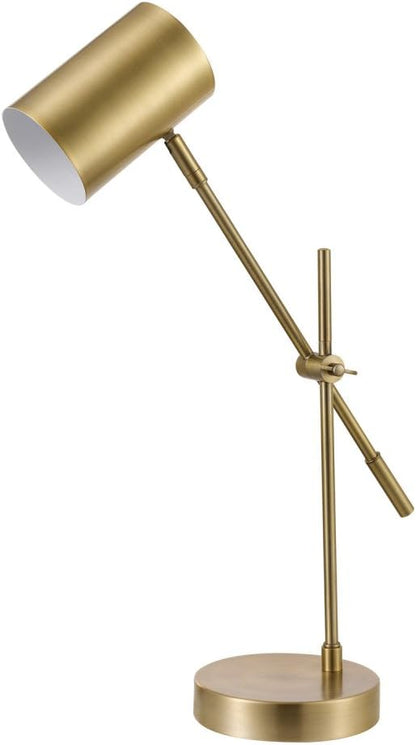 Globe Electric 52098 Pratt 20" Desk/Table Lamp, Matte Brass Finish, Adjustable Height, Balance Arm, in-Line Rocker On/Off Switch - LeafyLoom