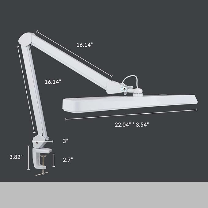 Neatfi (New Model) XL 2,500 Lumens LED Task Lamp with Clamp, 3 Light Modes, 3000-6000K Correlated Color Temperature, 30W Super Bright Desk Lamp, Dimmable, 162 Pcs SMD LED (CCT, White) - LeafyLoom