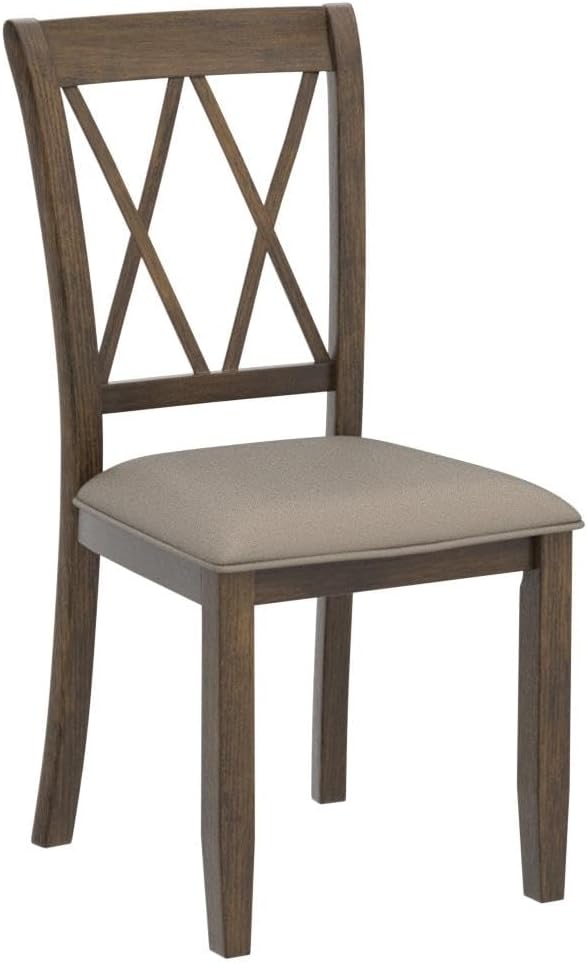 Roundhill Furniture Windvale Fabric Upholstered Dining Chair, Set of 2, Brown - LeafyLoom