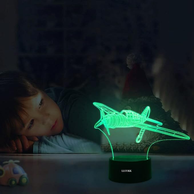 Visual 3D Night light Desk Lamp Plane Aircraft Airplain toys Table decoration household accessories Kids gift boys festival - LeafyLoom