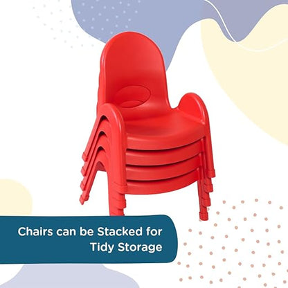 Children's Factory Angeles Value Stack Kids Chair, Preschool/Homeschool/Daycare Furniture, Flexible Seating Classroom Furniture for Toddlers, Red, 5" (AB7705PR) - LeafyLoom