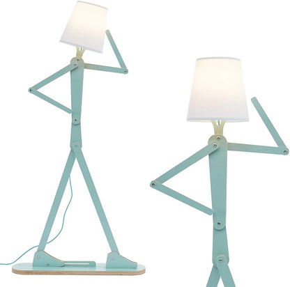 Cool Tall Decorative Floor Lamp Unique Aqua Blue Color Standing Adjustable Corner Reading Wood Lights for Living Room Kids Bedroom Office - LED Bulb Included (Green) - LeafyLoom