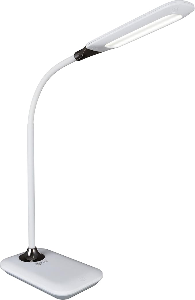 OttLite Enhance LED Sanitizing Desk Lamp with USB Charging – Eliminates up to 99.9% of Bacteria, Touch Activated, Flexible Neck, Modern Light for Reading, Crafting & Office Desktop - LeafyLoom