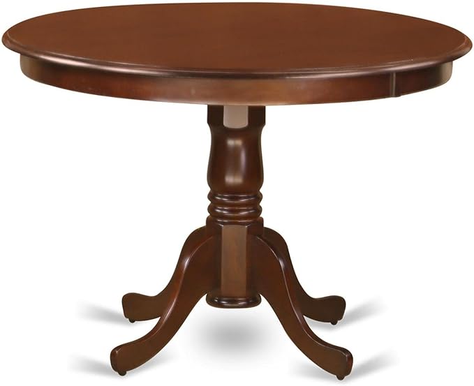 East West Furniture HLML3-MAH-C 3 Piece Dining Set Contains a Round Dining Room Table with Pedestal and 2 Linen Fabric Upholstered Kitchen Chairs, 42x42 Inch, Mahogany - LeafyLoom