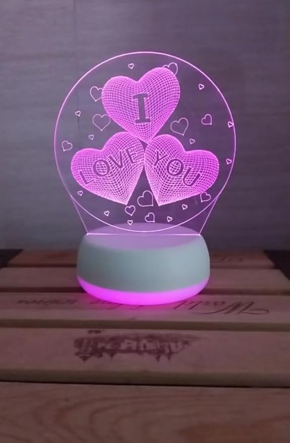 I Love You 3D Night Light, USB Charging LED Table Lamp Wife's Gifts 7 Color Changing Optical Illusion Valentine's Day Present for Girlfriends Boyfriends Wife Husband - LeafyLoom