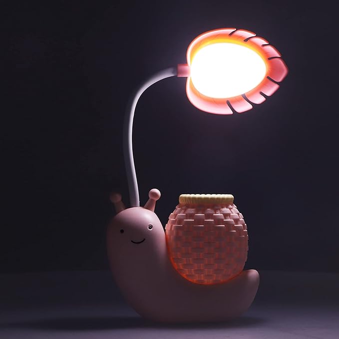 LED Desk Lamp USB Charging, Cartoon Animal LED Small Desk Lamp, Multifunction Table Lamp, LED Desk Lamp with Pen Holder for s (pink) - LeafyLoom