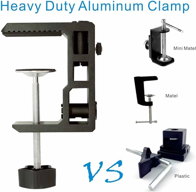 Replacement Heavy Duty C Clamp for 1/2” Base Magnifying Lamp,Desk Lamp,Swing Arm Lamp,Phone I pad Mount,Tablet Mic Holder,Table Mount Clamp for Microphone Stand Mic Boom Arm (G2 BLACK) - LeafyLoom