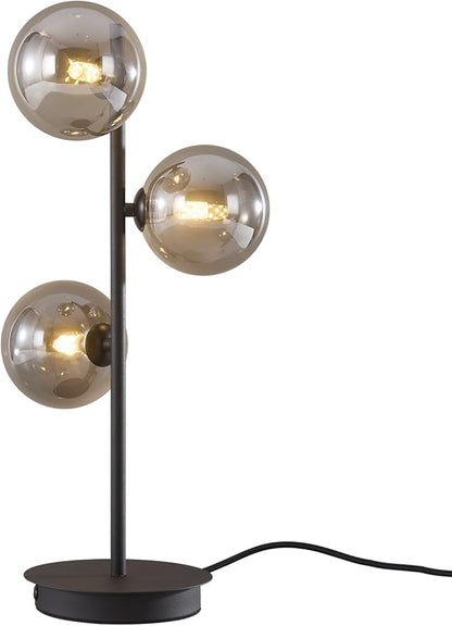 Mid Century Modern Table Lamp Smoky Grey Glass Globe Desk Lamp Industrial Vintage Bedside Table Light Contemporary Minimalist Metal Nightstand Reading Lamp Retro Table Lamp MTL03-SG - LeafyLoom