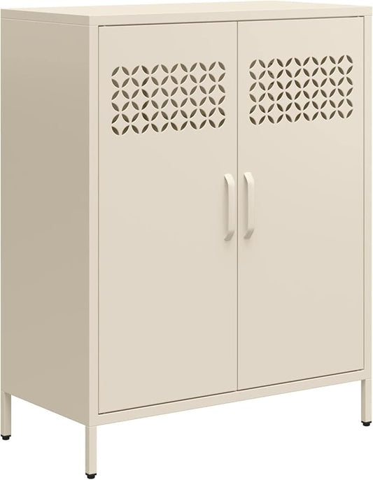 Mr. Kate Annie Short Metal 2 Door Cabinet, Parchment - LeafyLoom