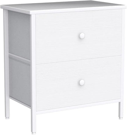 BOLUO White Nightstands Set of 2 - Nightstand and Dresser Sets Night Stand Dresser for Bedroom End Table with Fabric Drawers Organizer Modern - LeafyLoom