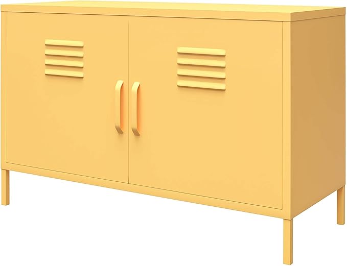 Novogratz Cache 2 Door Metal Locker Accent, Yellow Cabinet - LeafyLoom