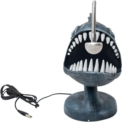 Angler fish Lamp, Lantern Fish Light, 10.5" x 10" x 5" Gothic Desk Lamp, Steampunk Style Table Lamp, LED Night Light, Book Lights, Industrial Creative Decor for Home Office Dorm - LeafyLoom