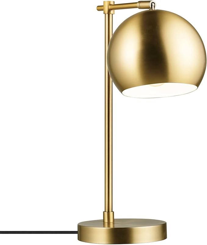 Globe Electric 52915 Molly 18" Desk Lamp, Matte Brass, Black Fabric Cord, in-Line On/Off Rocker Switch, Title 20 LED Bulb Included - LeafyLoom