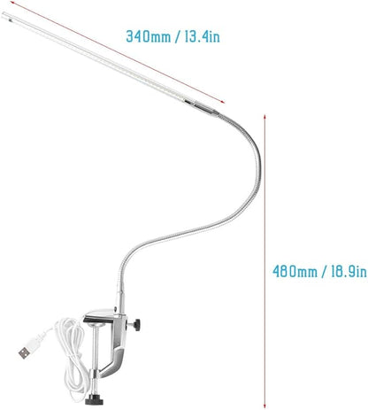 Lampara Para Mesa De Manicura Profesional, USB Clamp LED Desk Lamp, USB Adjustable Direction and Brightness Clip Eye-Caring Table Lamps LED Light Study Tattoo Light for Reading, Study - LeafyLoom