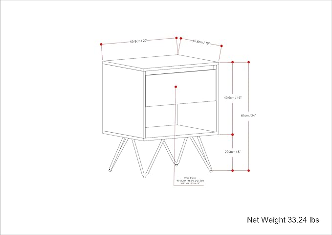 SIMPLIHOME Hunter SOLID MANGO WOOD 20 inch Wide Modern Industrial Nightstand in Natural for The Living Room and Bedroom - LeafyLoom