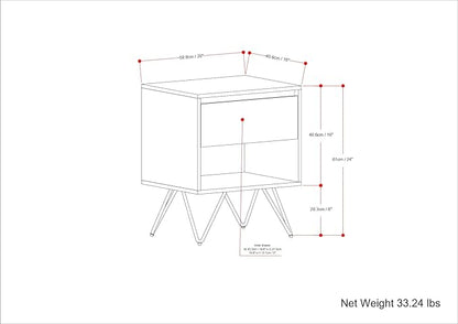 SIMPLIHOME Hunter SOLID MANGO WOOD 20 inch Wide Modern Industrial Nightstand in Natural for The Living Room and Bedroom - LeafyLoom