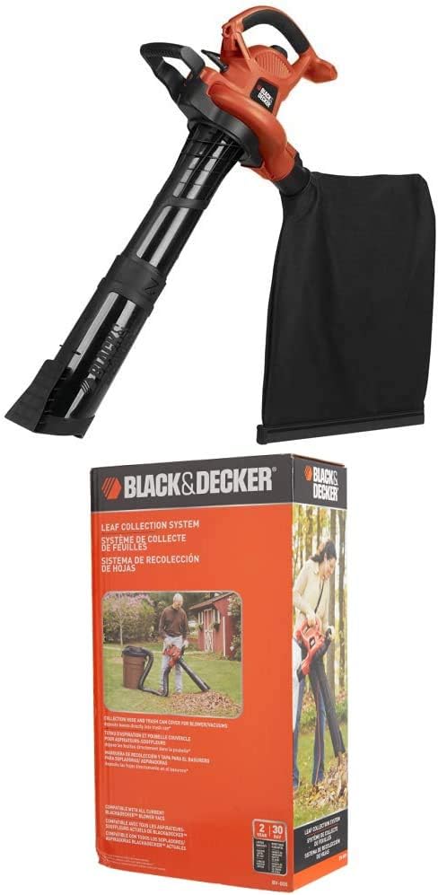 BLACK+DECKER 3-in-1 Electric Leaf Blower with Blower/Vacuum Leaf Collection System (BV6600 & BV-006L) - LeafyLoom