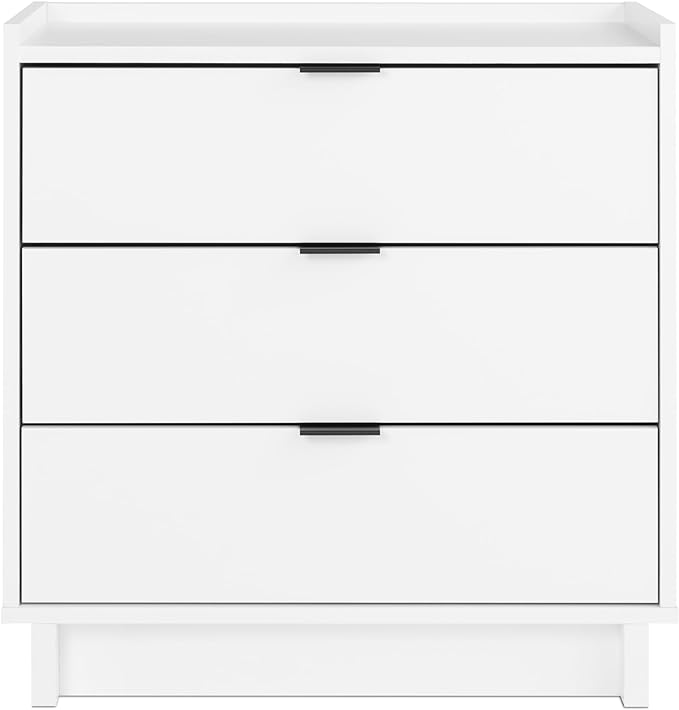 Prepac Three Nightstand, 3-Drawer, Simple White - LeafyLoom