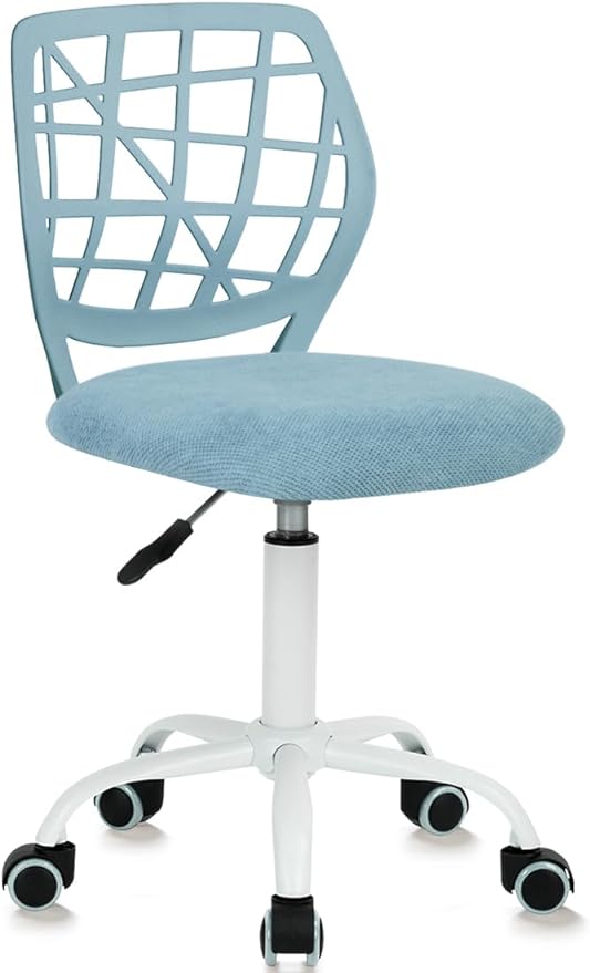 FurnitureR Child Desk Chair Office Chair Adjustable Kids Computer Task Chair Desk Chairs Swivel Armless Children Study Chair with Rolling Wheels, Light Blue - LeafyLoom